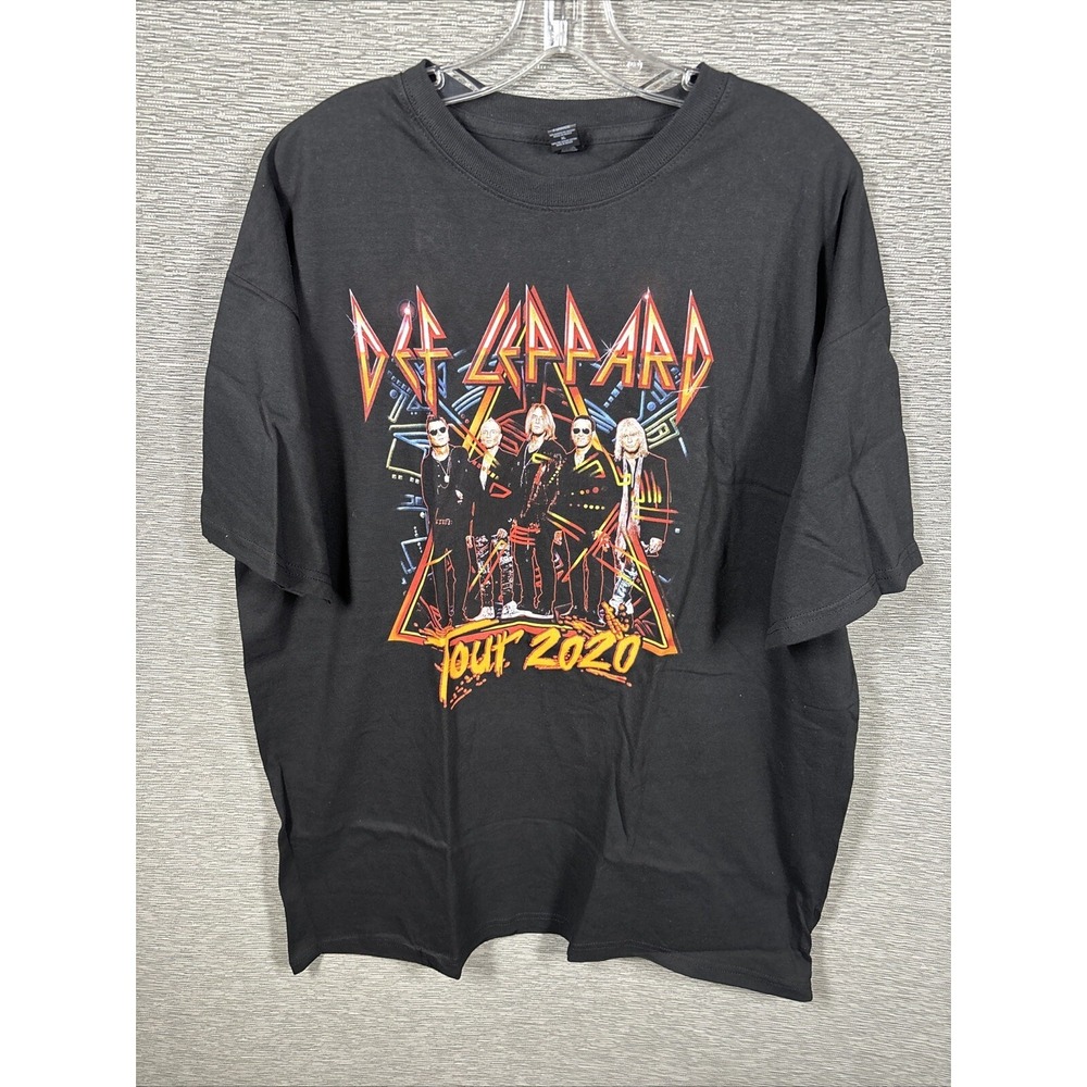 M&O Gold Def Leppard 2020 Tour Band Graphic Rock Brigade Black T-Shirt Size XL